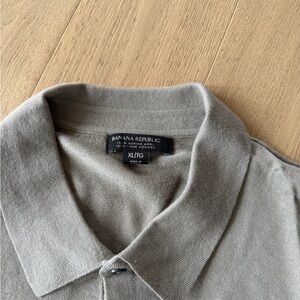 Banana Republic Men's Merino Wool Beige Sweater Polo Shirt